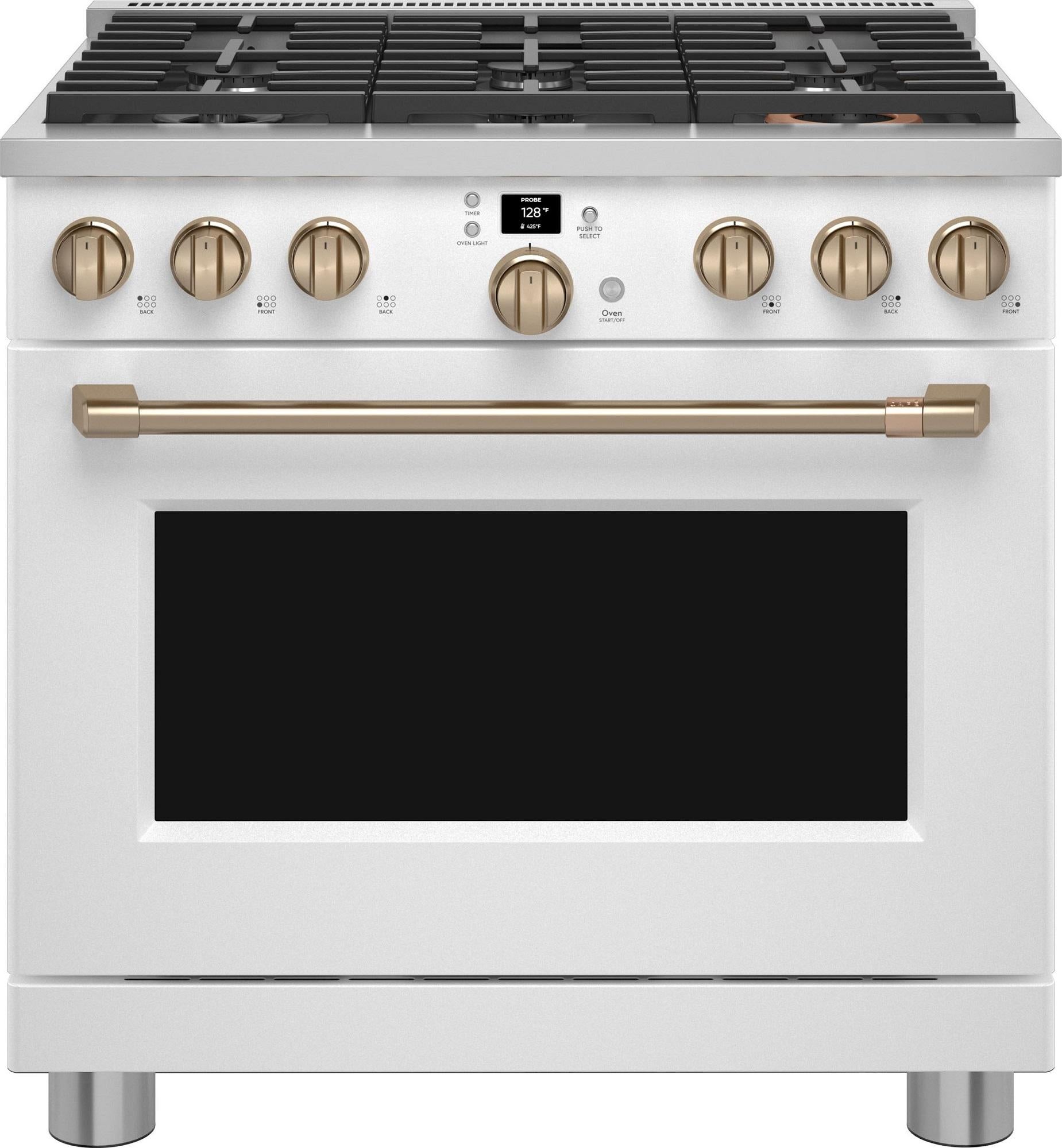 Cafe CGY366P4TW2 Matte Collection Series 36 Inch Matte White Gas Freestanding Range, in Matte White