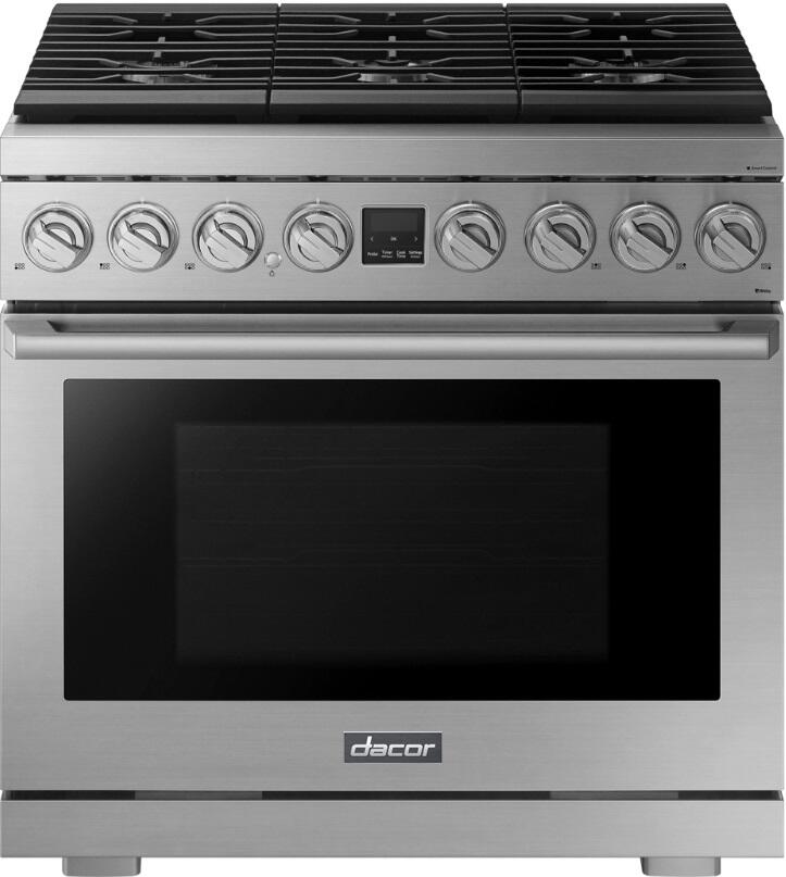 Dacor DOP36P86GLS Transitional Series 36 Inch Stainless Steel Gas Convection Freestanding Range