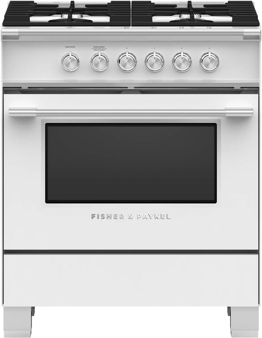 Fisher Paykel Classic 30" White Natural Gas Sealed Burner Range - Convection