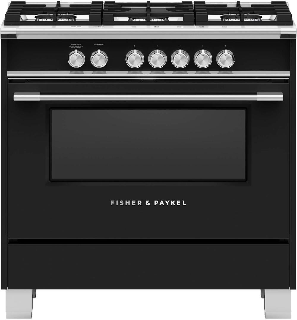 Fisher Paykel Classic 36" Black Natural Gas Sealed Burner Range - Convection