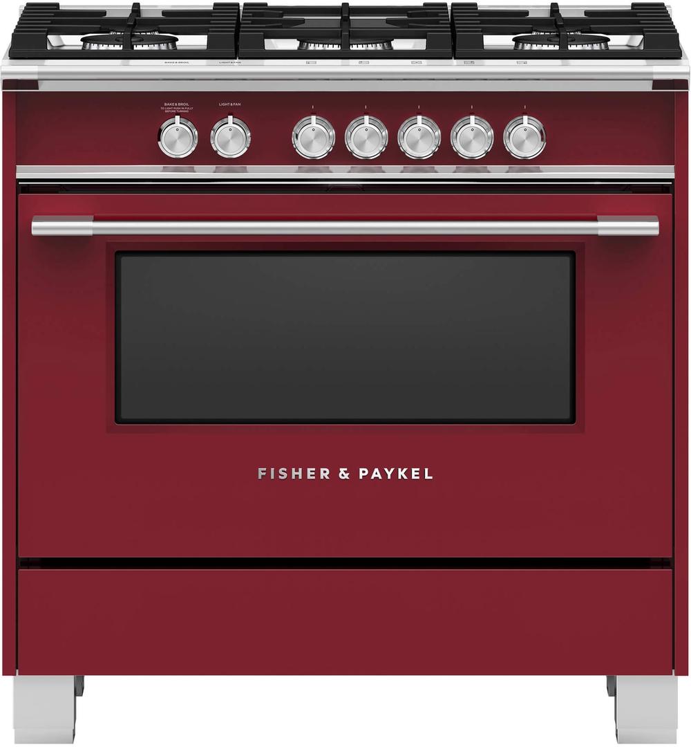 Fisher Paykel Classic 36" Red Natural Gas Sealed Burner Range - Convection