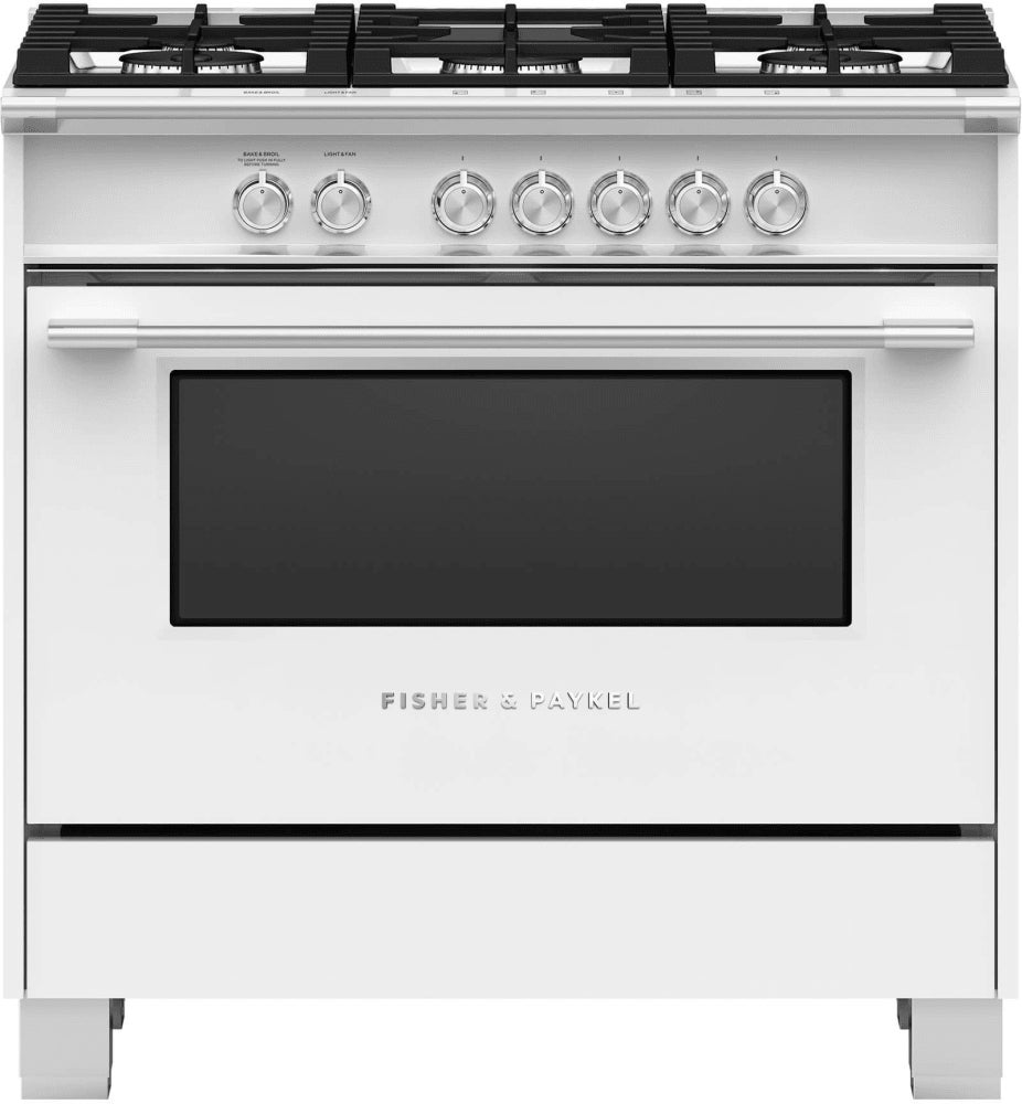 Fisher Paykel Classic 36" White Natural Gas Sealed Burner Range - Convection