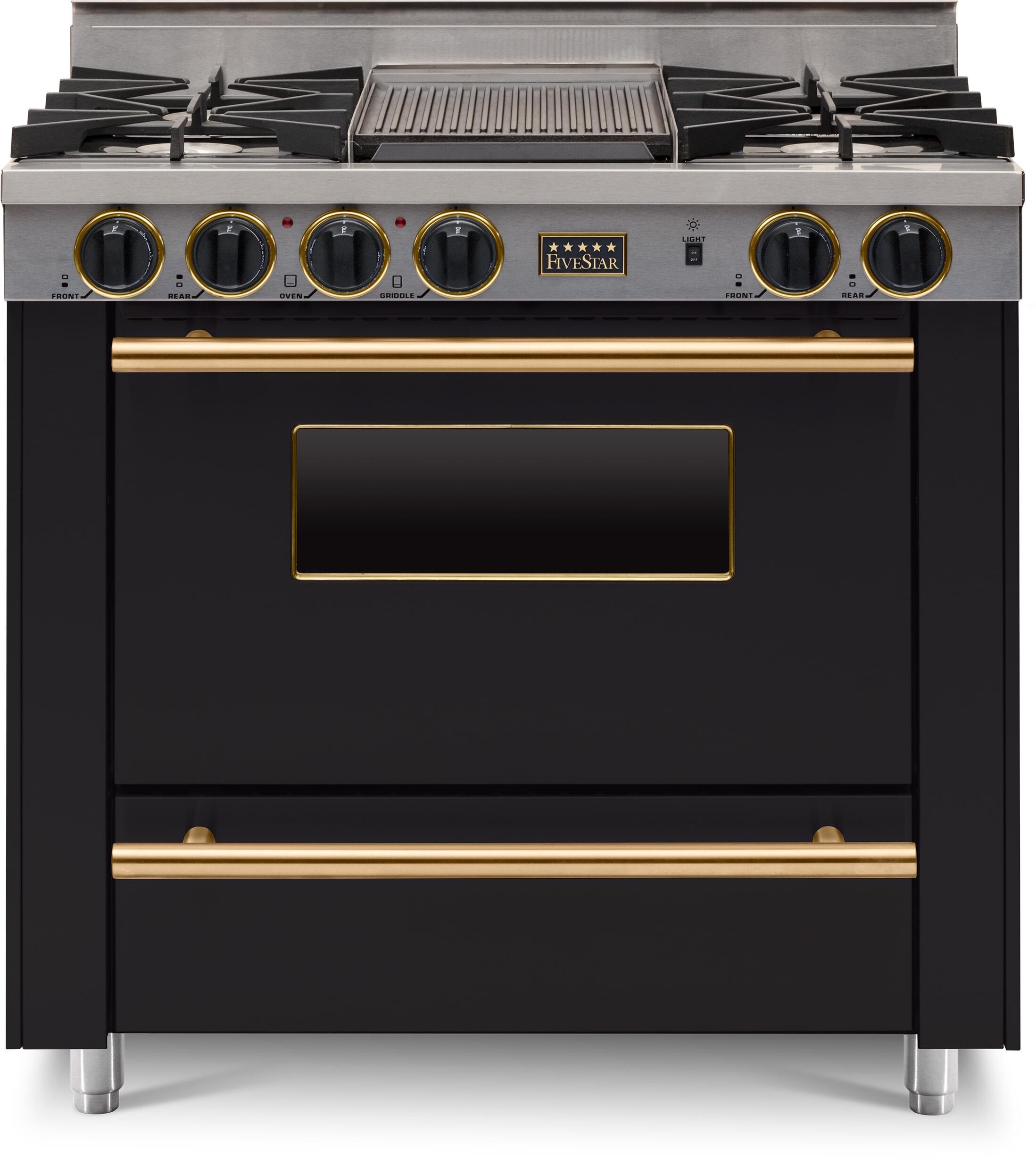 FiveStar TPN3127SW 36 Inch Black Gas Freestanding Range, in Black