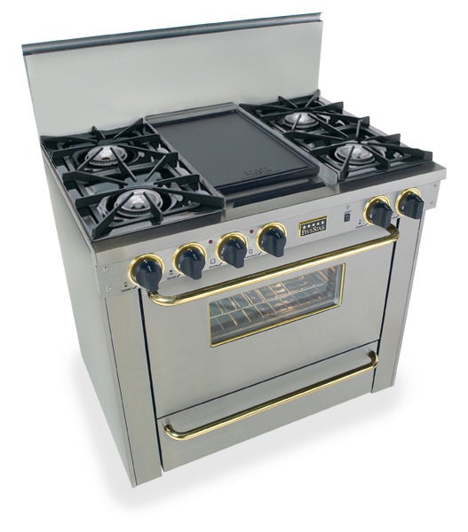 FiveStar TTN3107BSW 36 Inch Stainless Steel with Brass Gas  Freestanding Range