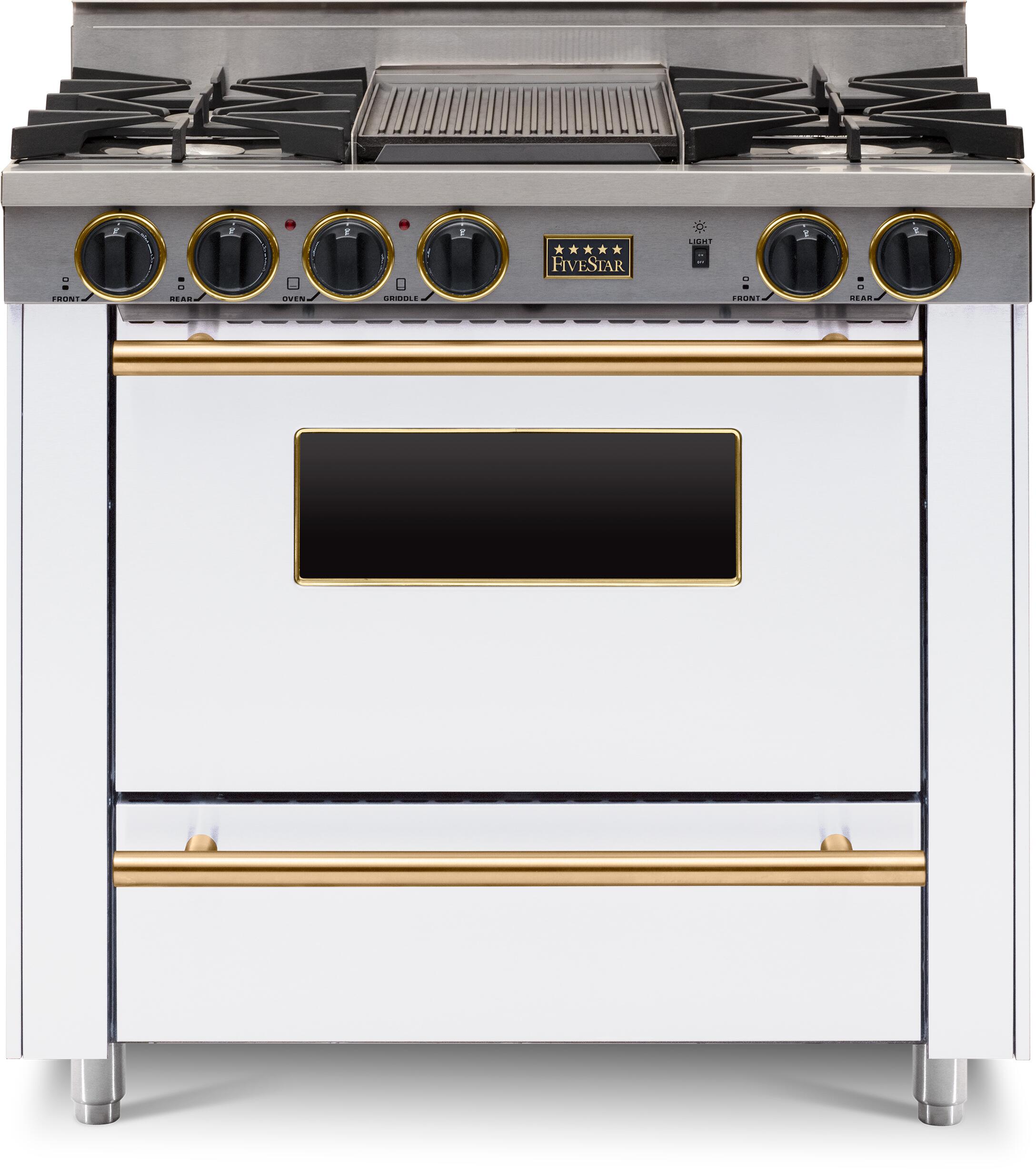FiveStar WPN3127SW 36 Inch White Gas Freestanding Range, in White