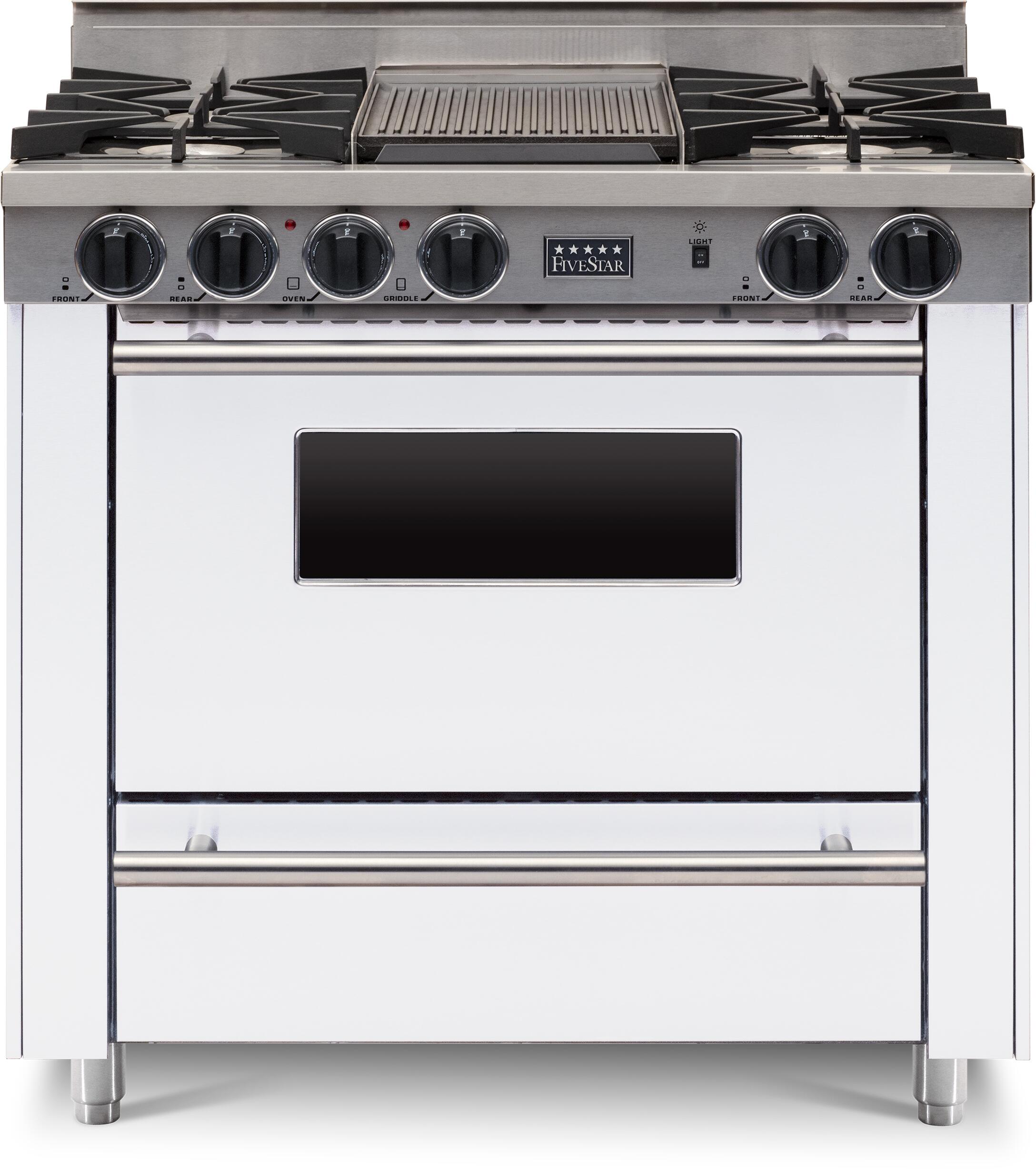 FiveStar WPN3127W 36 Inch White Gas Freestanding Range, in White