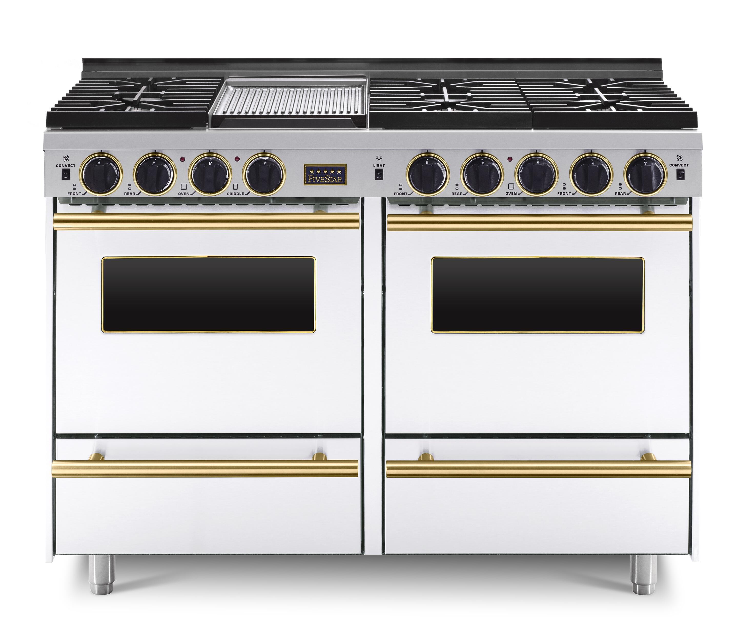 FiveStar WPN5327SW 48 Inch White Gas Freestanding Range, in White