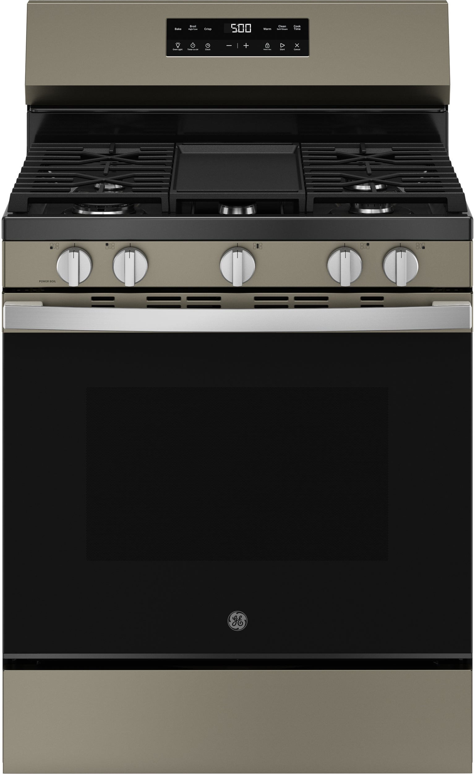 30 Inch Free Standing Gas Range 5 Burners Self Clean With Steam Clean: Slate With Stainless Handle