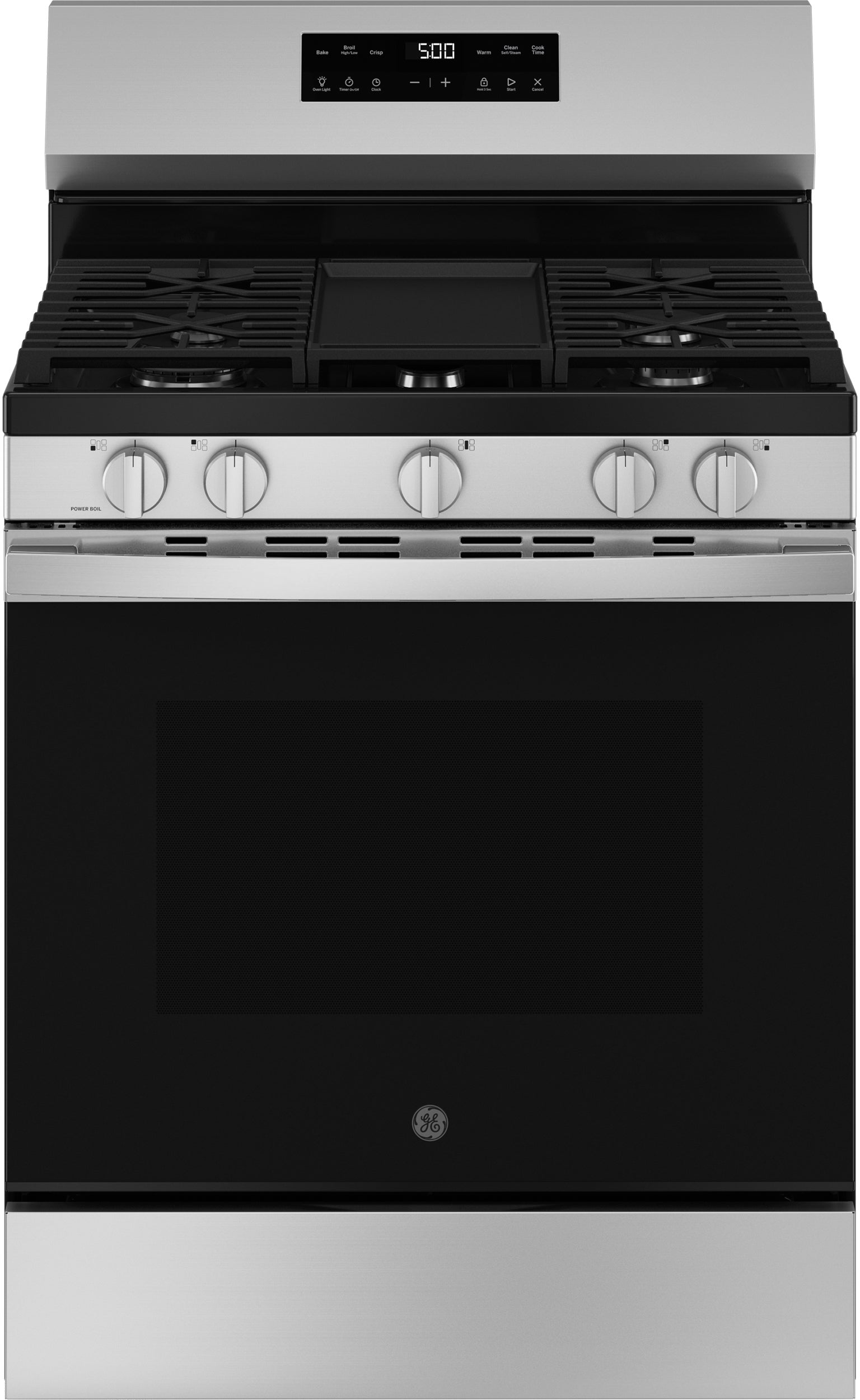 30 Inch Free Standing Gas Range 5 Burners Self Clean With Steam Clean: Stainless Steel