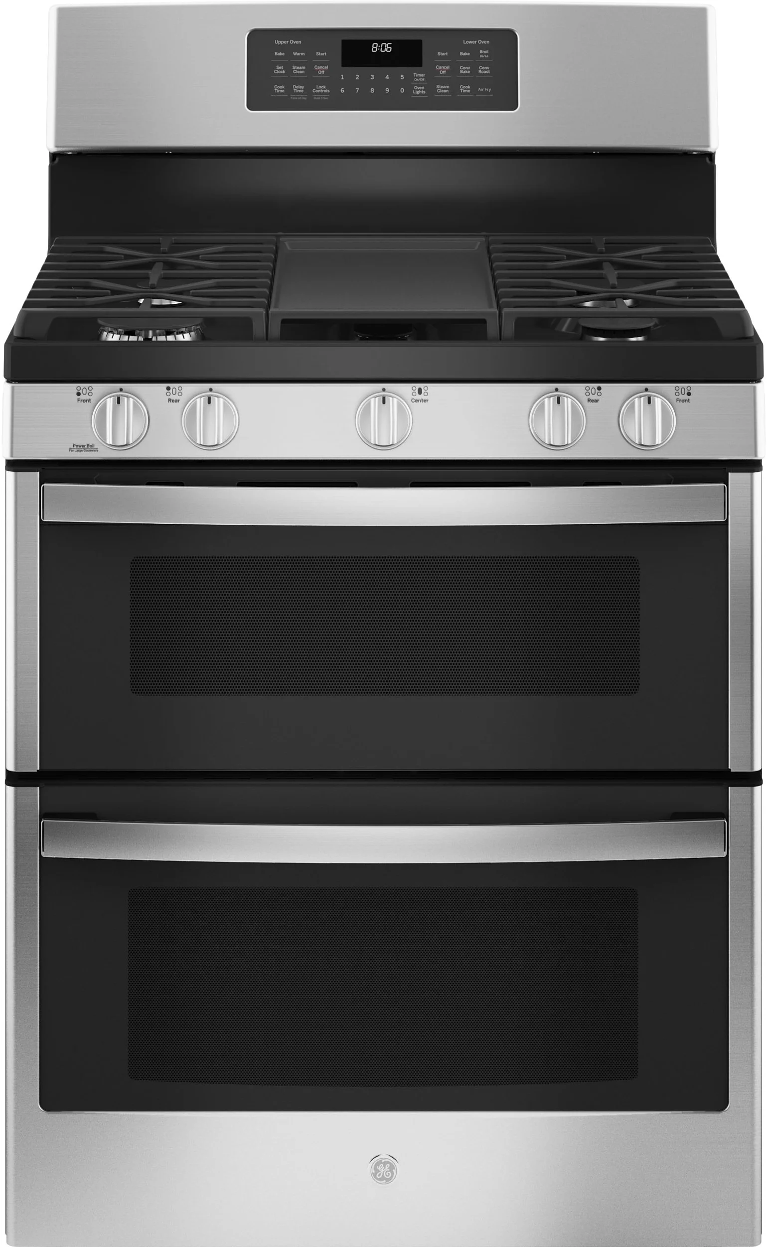 GE JGBS86SPSS 30 Inch Stainless Steel Gas Convection Double Oven Freestanding Range