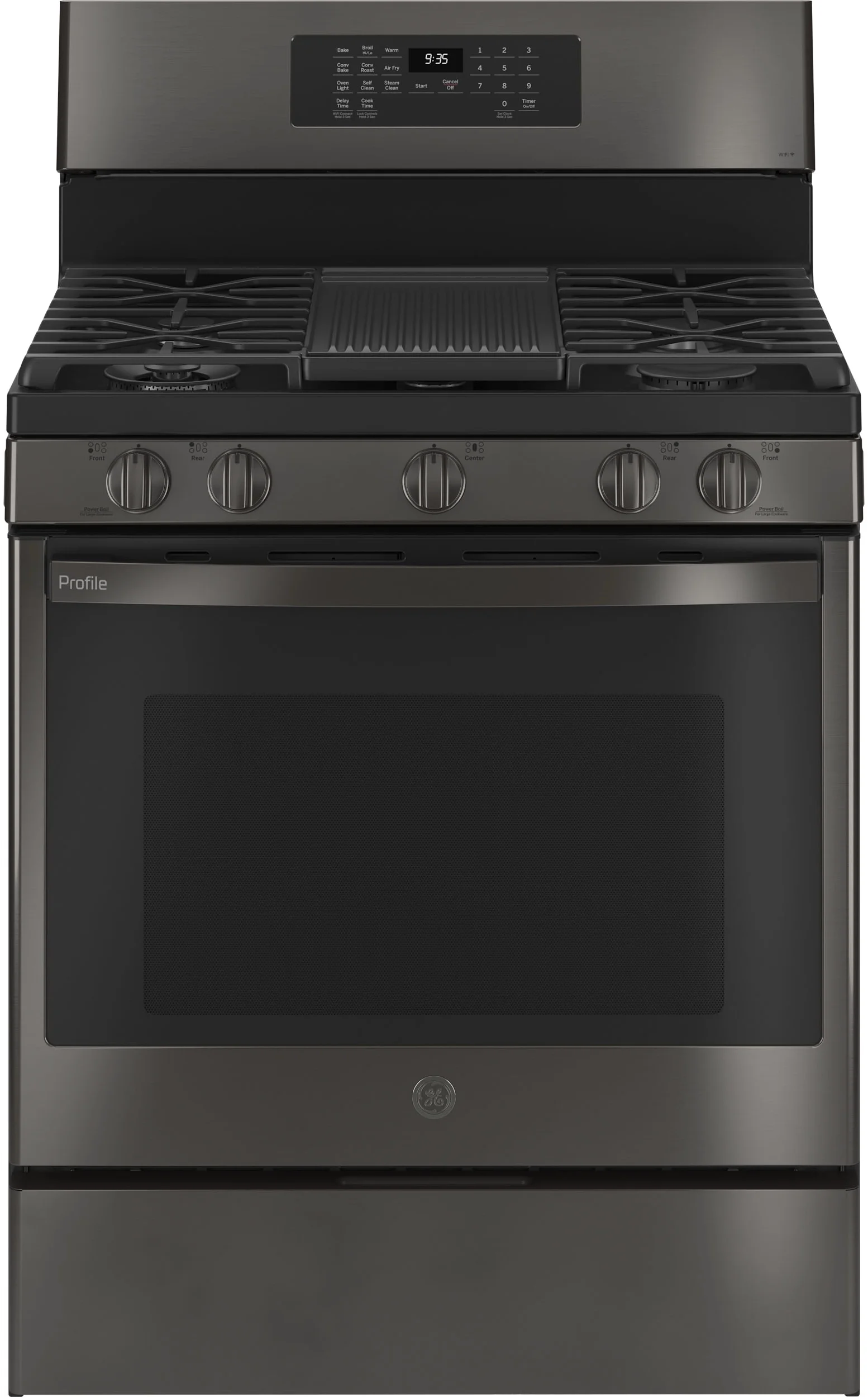 GE Profile PGB935BPTS 30 Inch Fingerprint Resistant Black Stainless Steel Gas Convection Freestanding Range