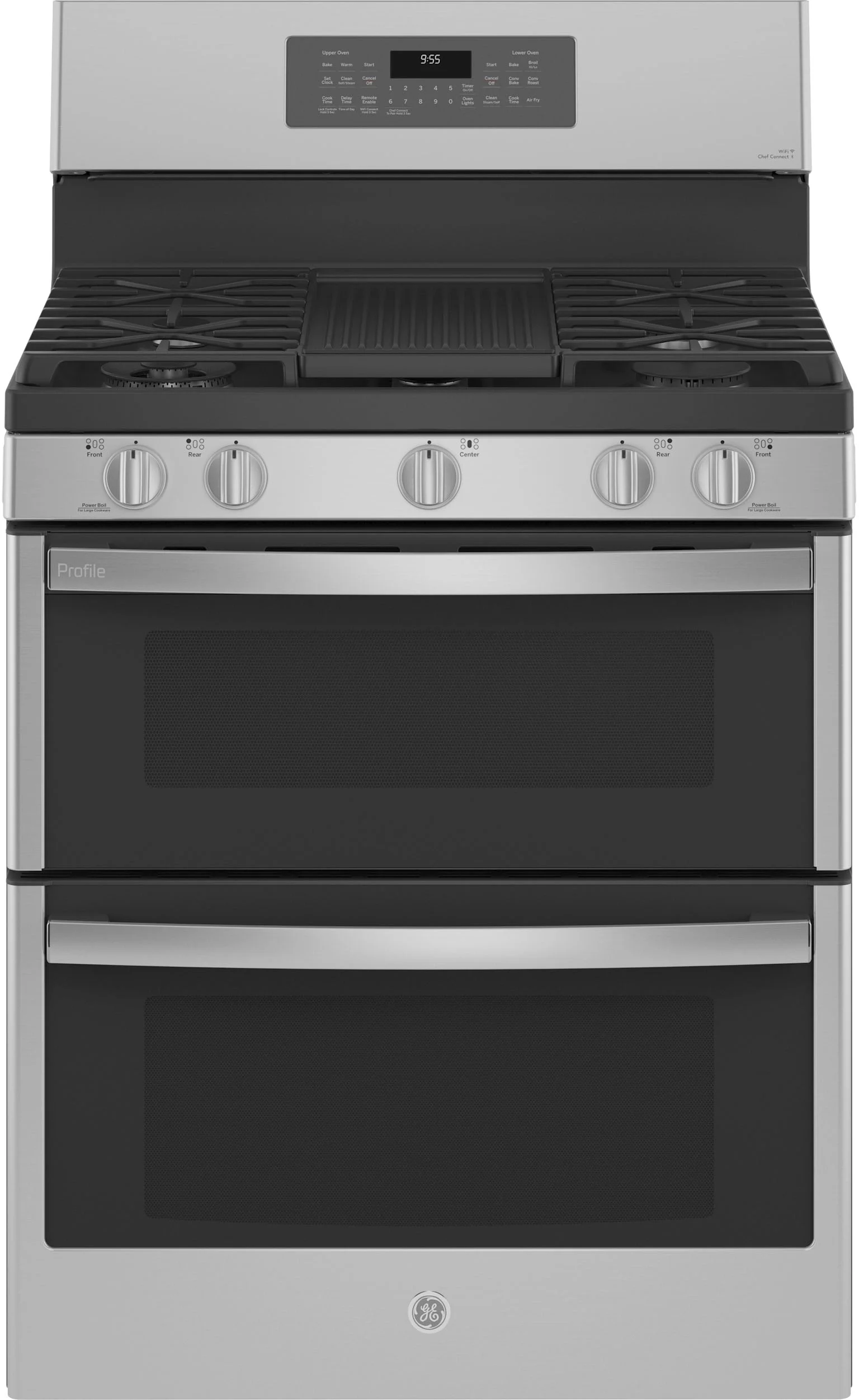 GE Profile PGB965YPFS 30 Inch Stainless Steel Gas Convection Double Oven Freestanding Range