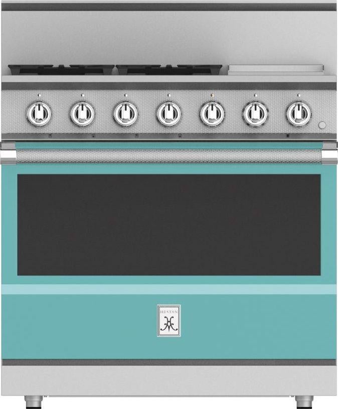 Hestan KRG364GDLPTQ 36 Inch Bora Turquoise Gas Convection Freestanding Range
