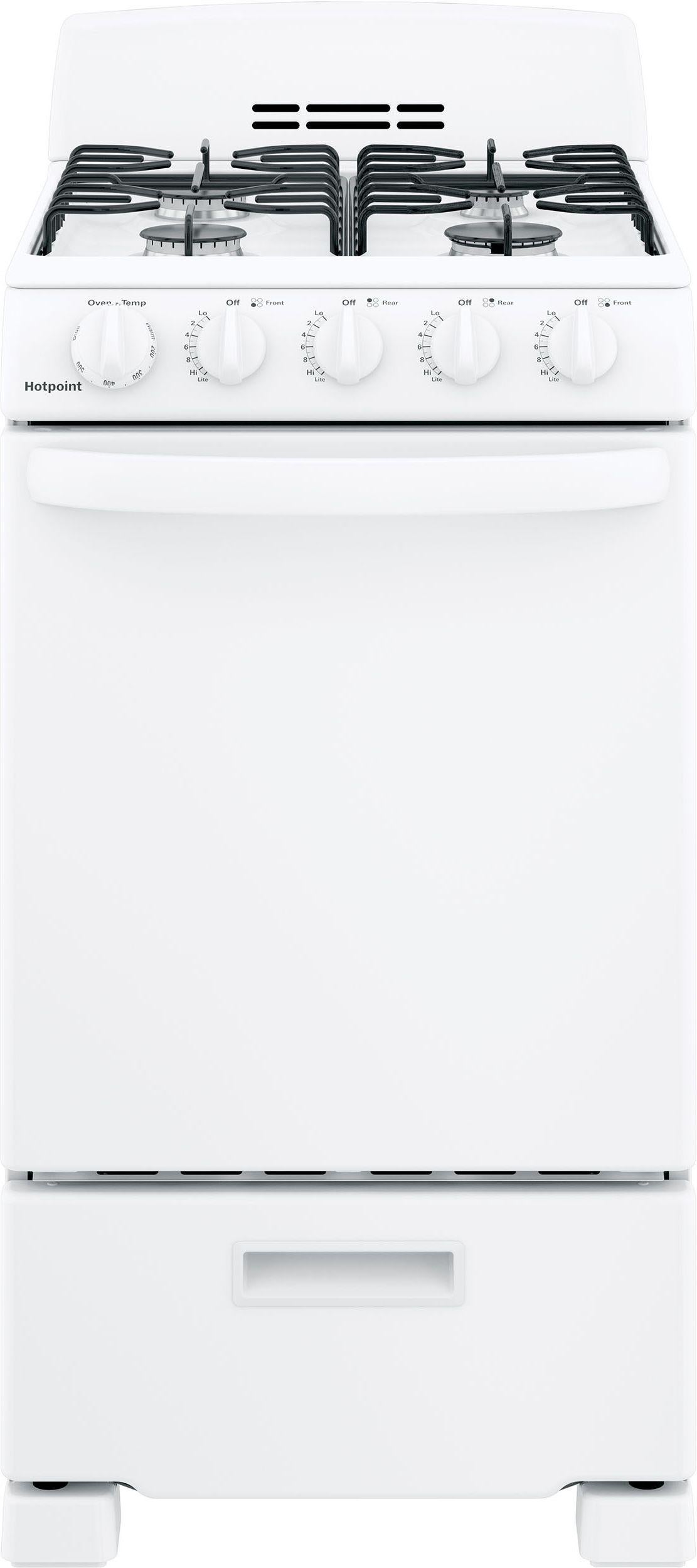 Hotpoint 20" White Natural Gas Sealed Burner Freestanding Single Range - ADA Compliant