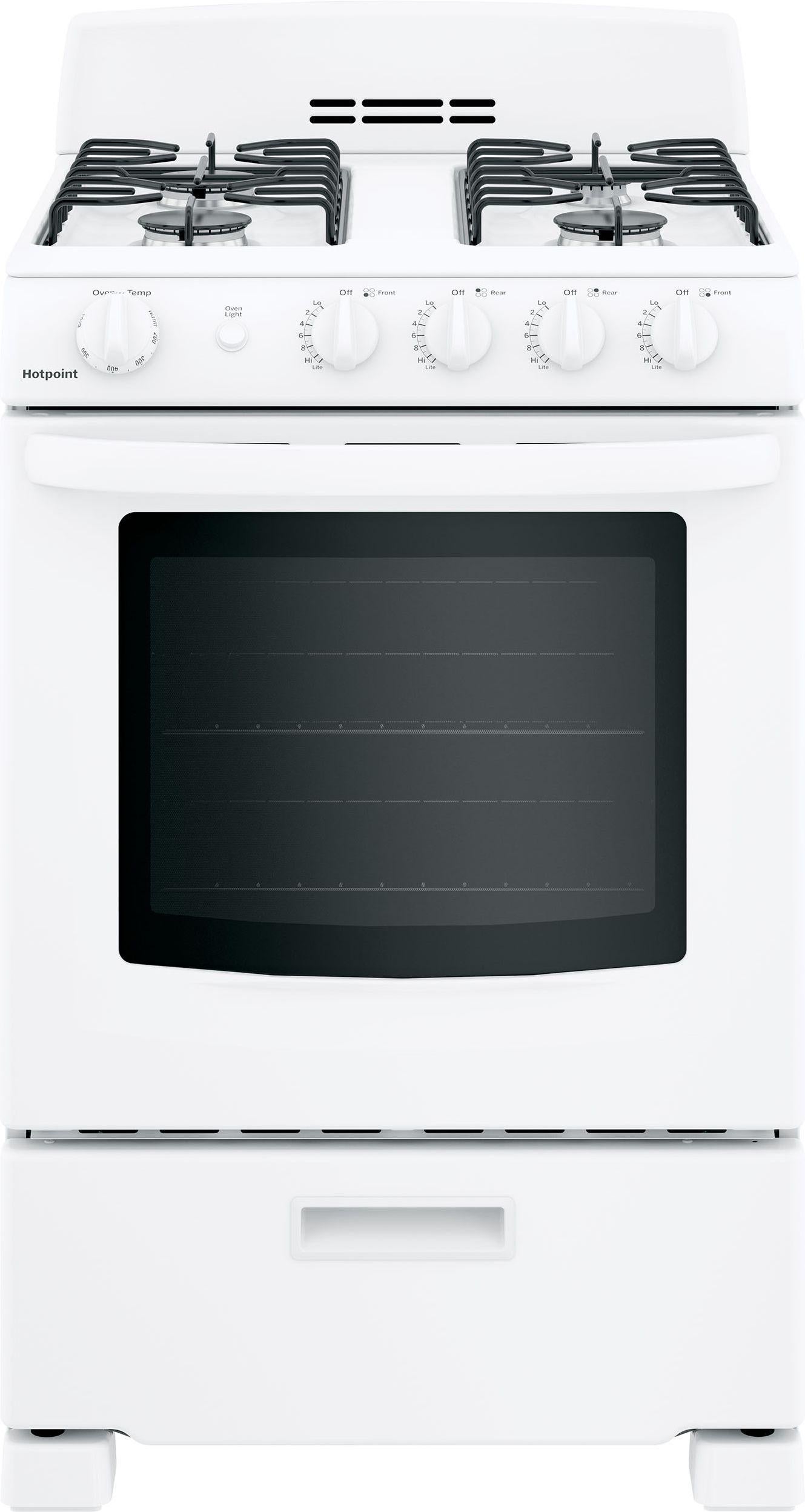 Hotpoint Hotpoint 24" White Natural Gas Sealed Burner Freestanding Single Range - ADA Compliant