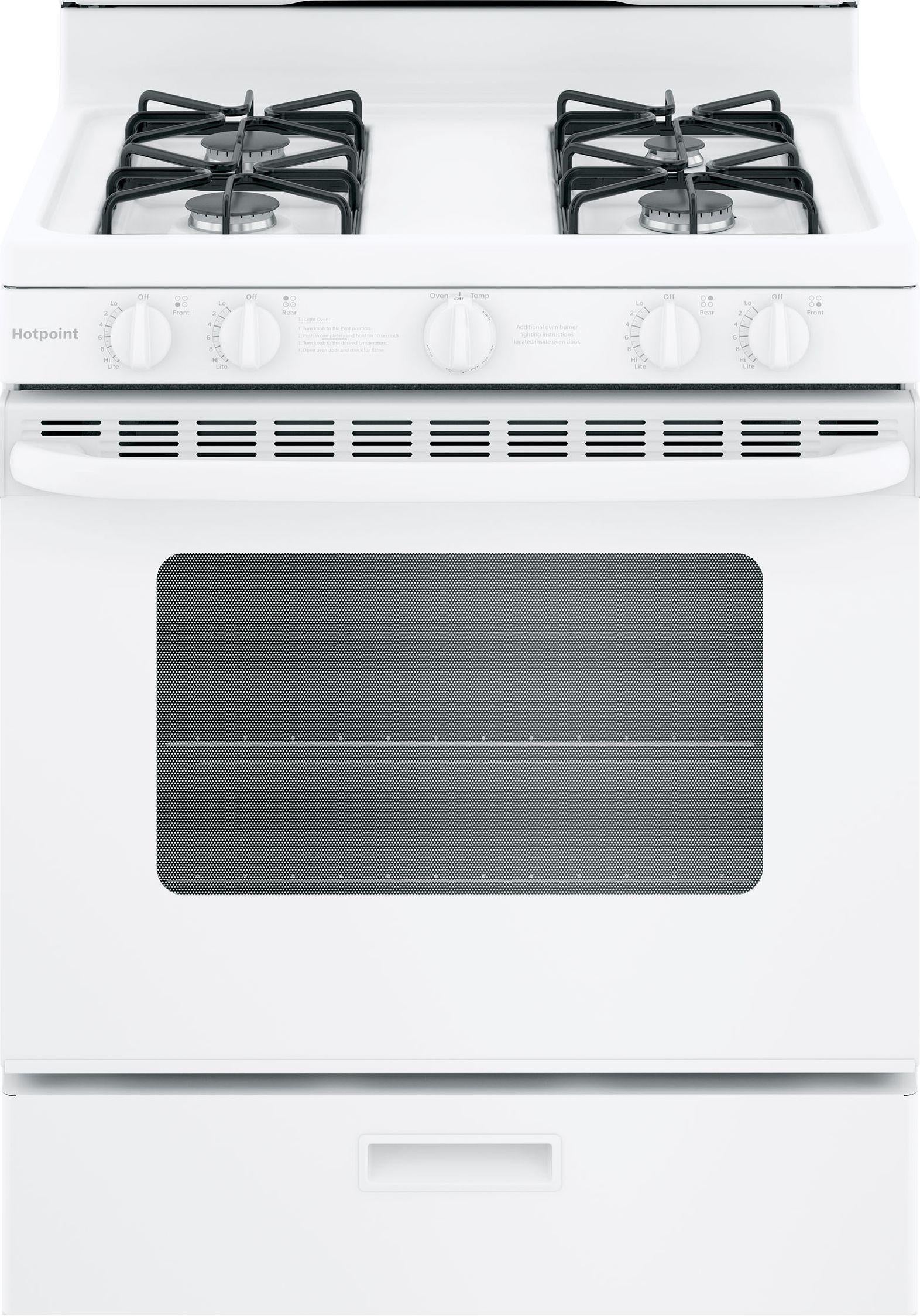 Hotpoint 30" White Natural Gas Sealed Burner Freestanding Single Range - ADA Compliant