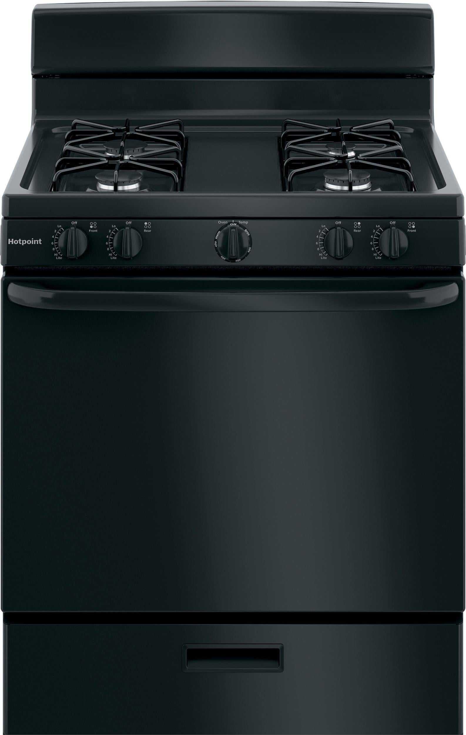 Hotpoint 30" Black Natural Gas Sealed Burner Freestanding Single Range