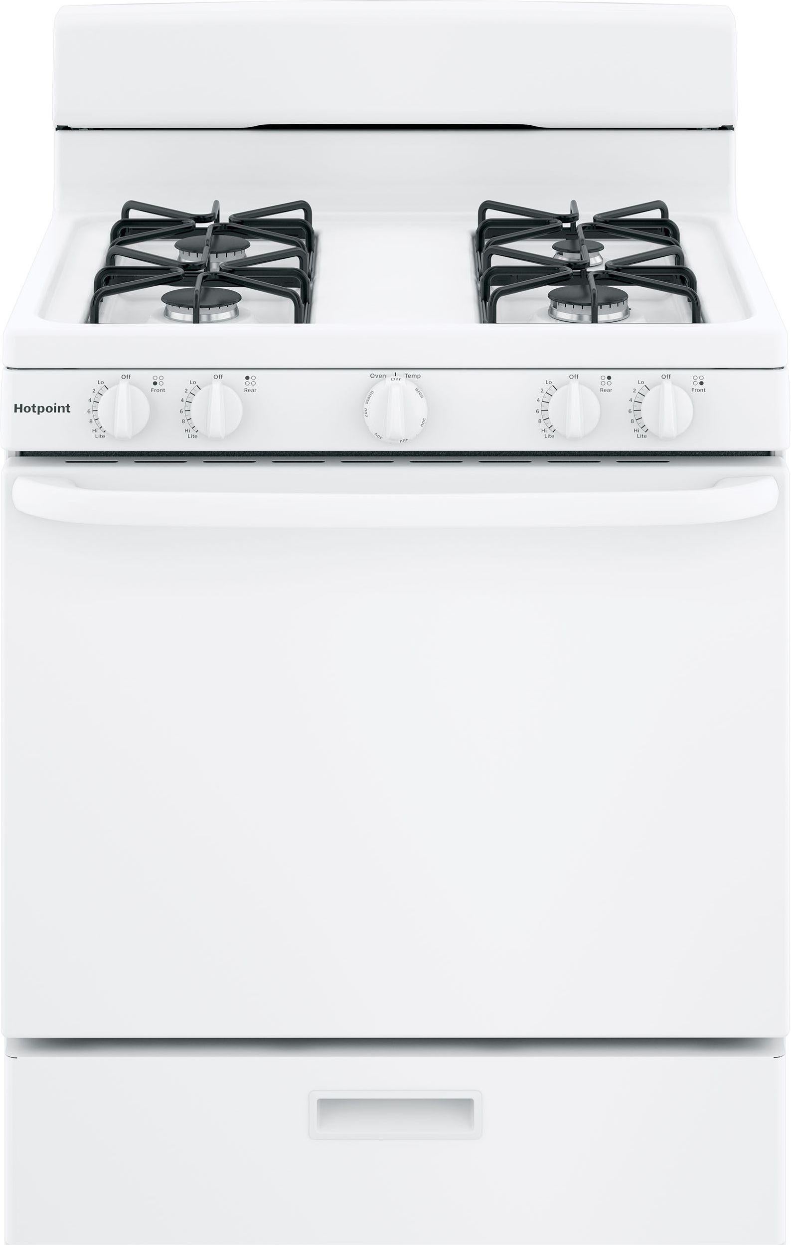 Hotpoint 30" White Natural Gas Sealed Burner Freestanding Single Range