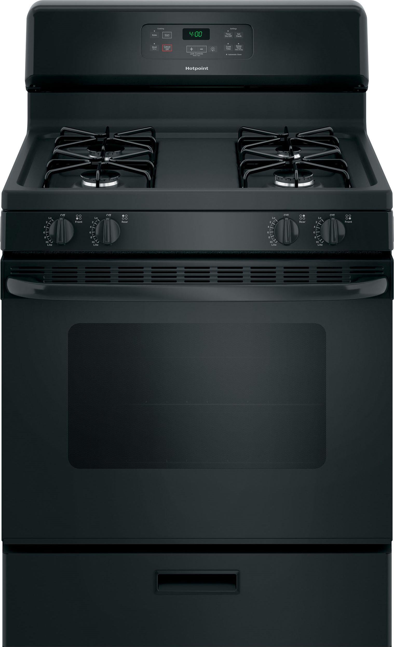 Hotpoint RGBS400DMBB 30 Inch Black Gas  Freestanding Range
