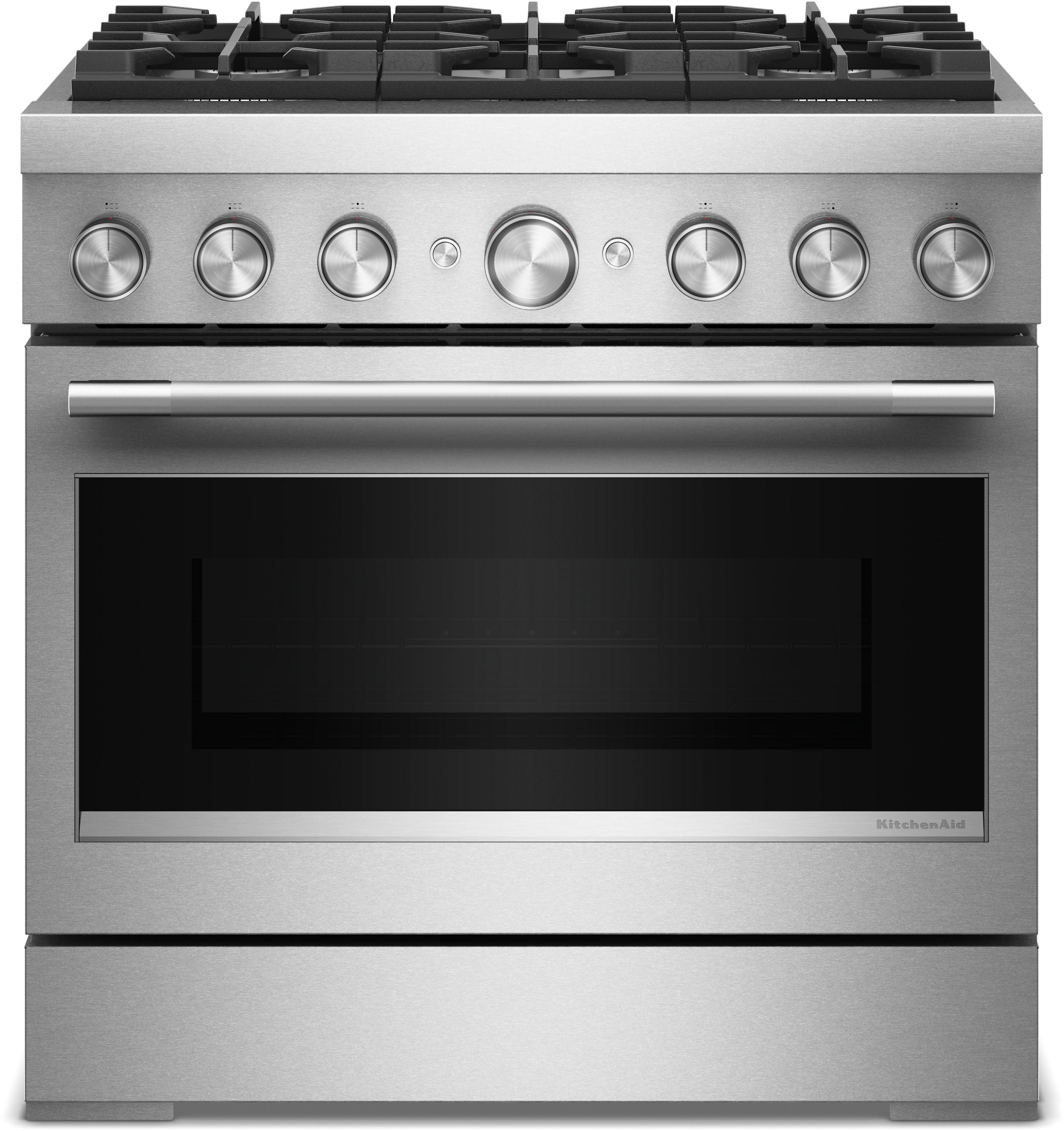 KitchenAid 36-Inch 6 Burner Commercial-Style Dual Fuel Range with No Preheat Air Fry Mode: Stainless Steel