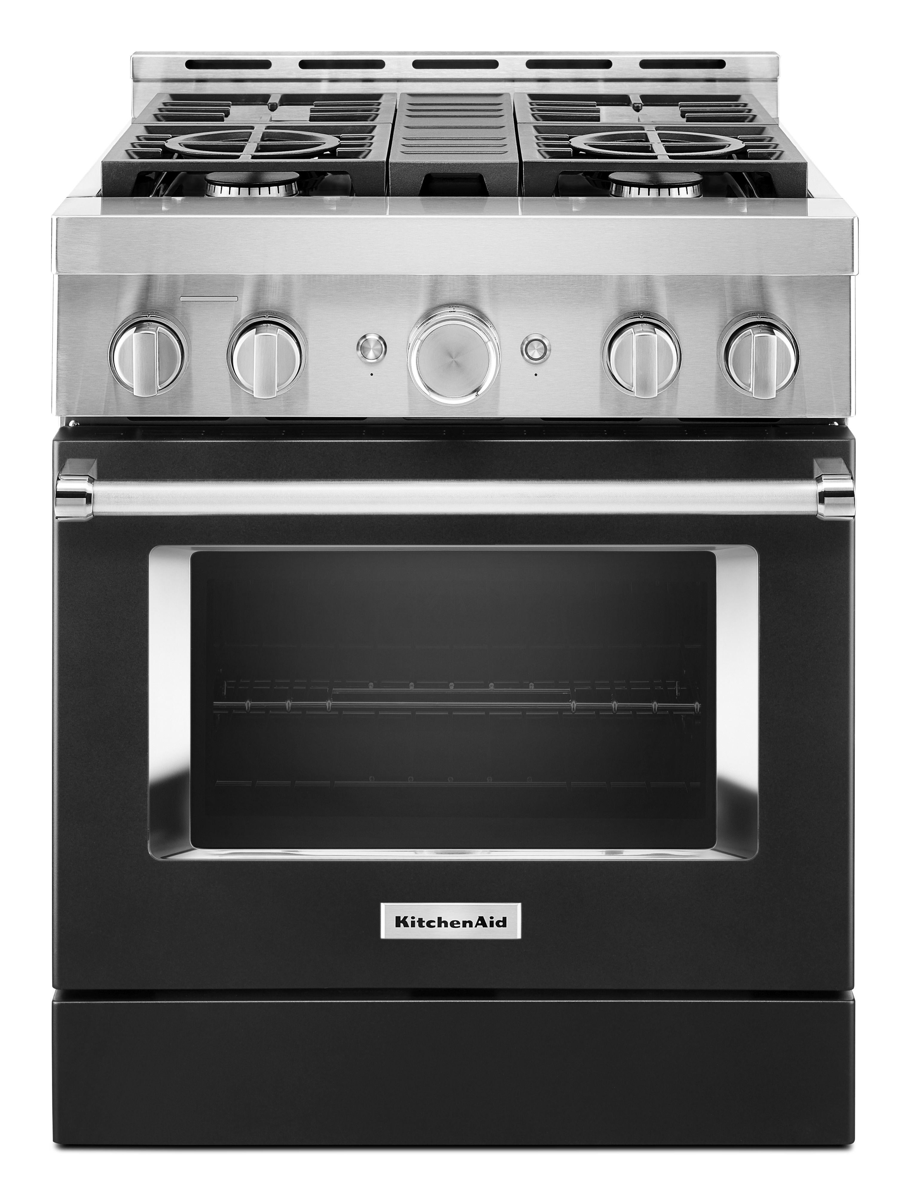 Kitchen Aid KitchenAid 30" 4.1 cu. ft. Imperial Black Commercial-Style Natural Gas Sealed Bu