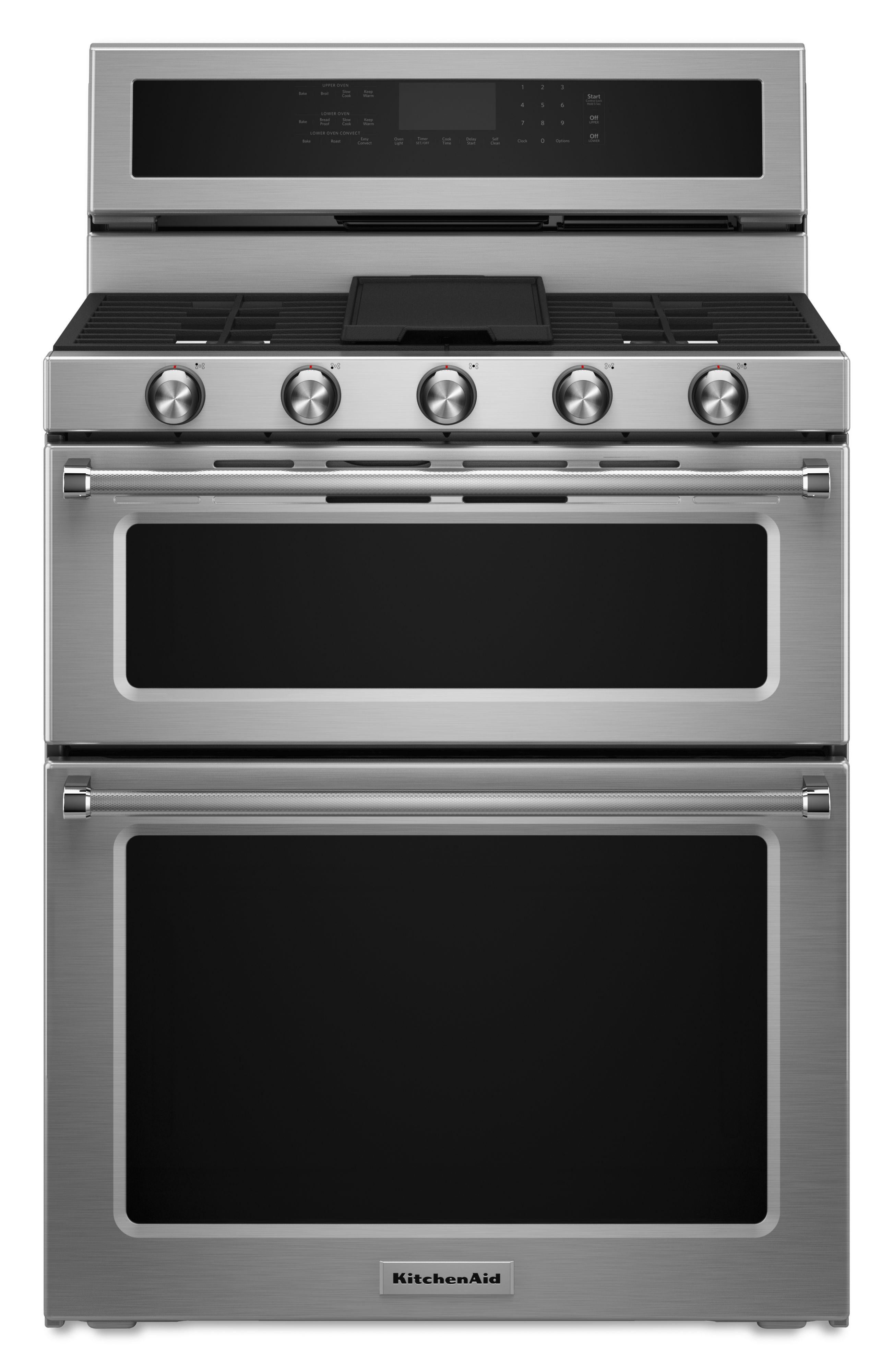 Kitchen Aid KitchenAid 30" Stainless Steel Freestanding Natural Gas Double Oven Range with G