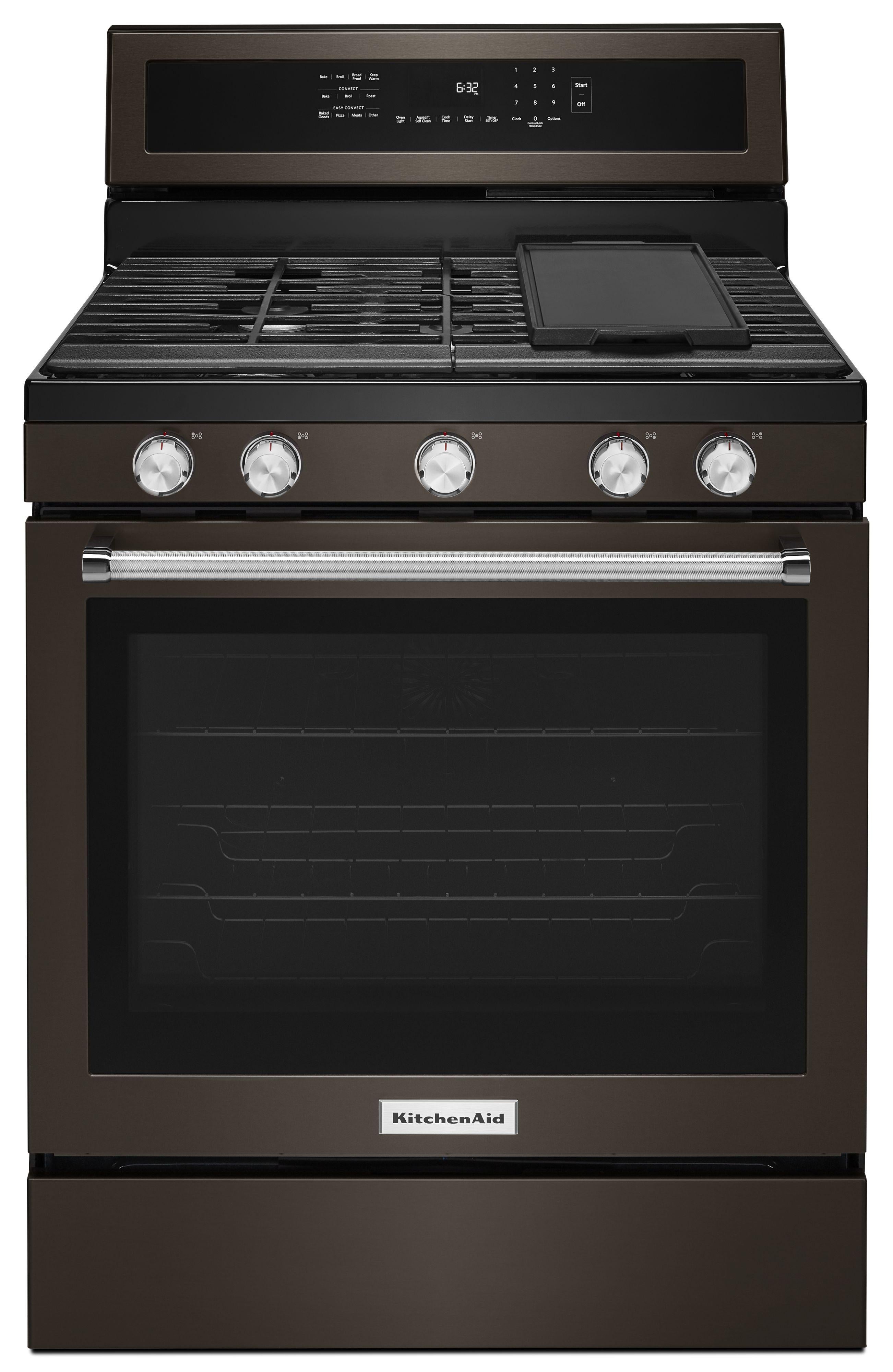 Kitchen Aid KitchenAid 30" Black Stainless Steel Freestanding Natural Gas Range - Convection