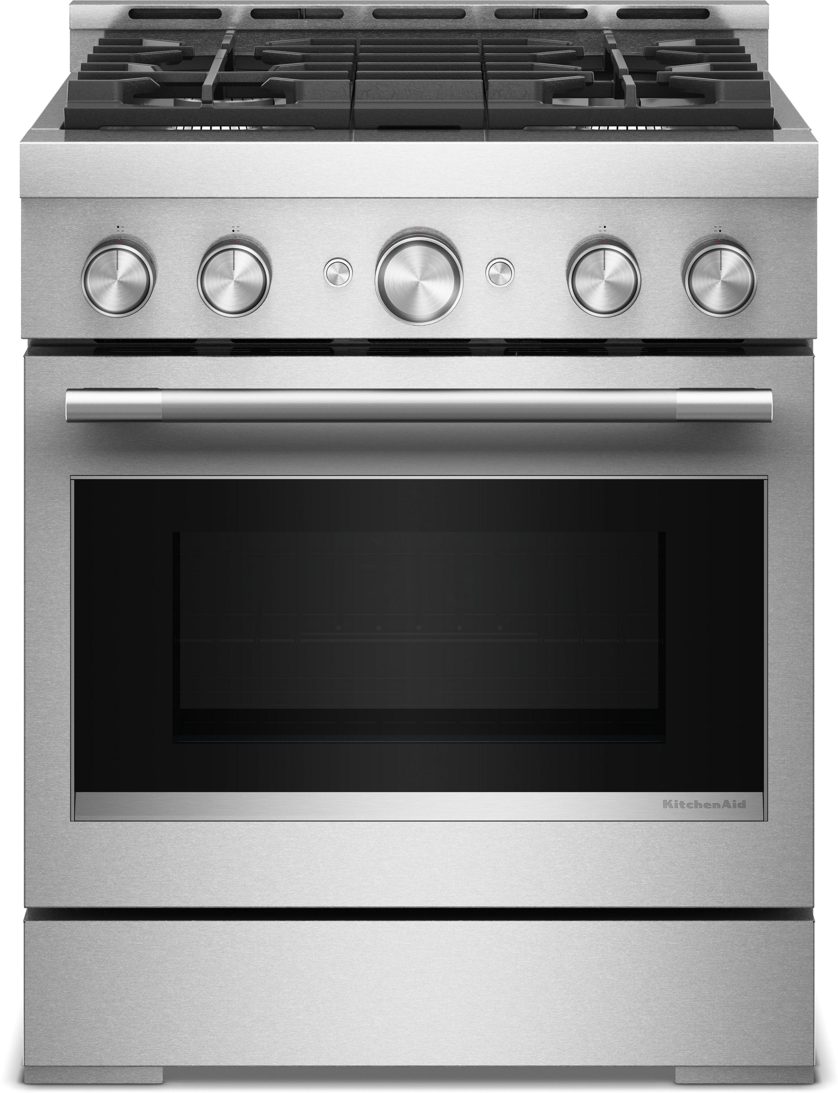 KitchenAid 30-Inch 4 Burner Commercial-Style Gas Range with No Preheat Air Fry Mode: Stainless Steel