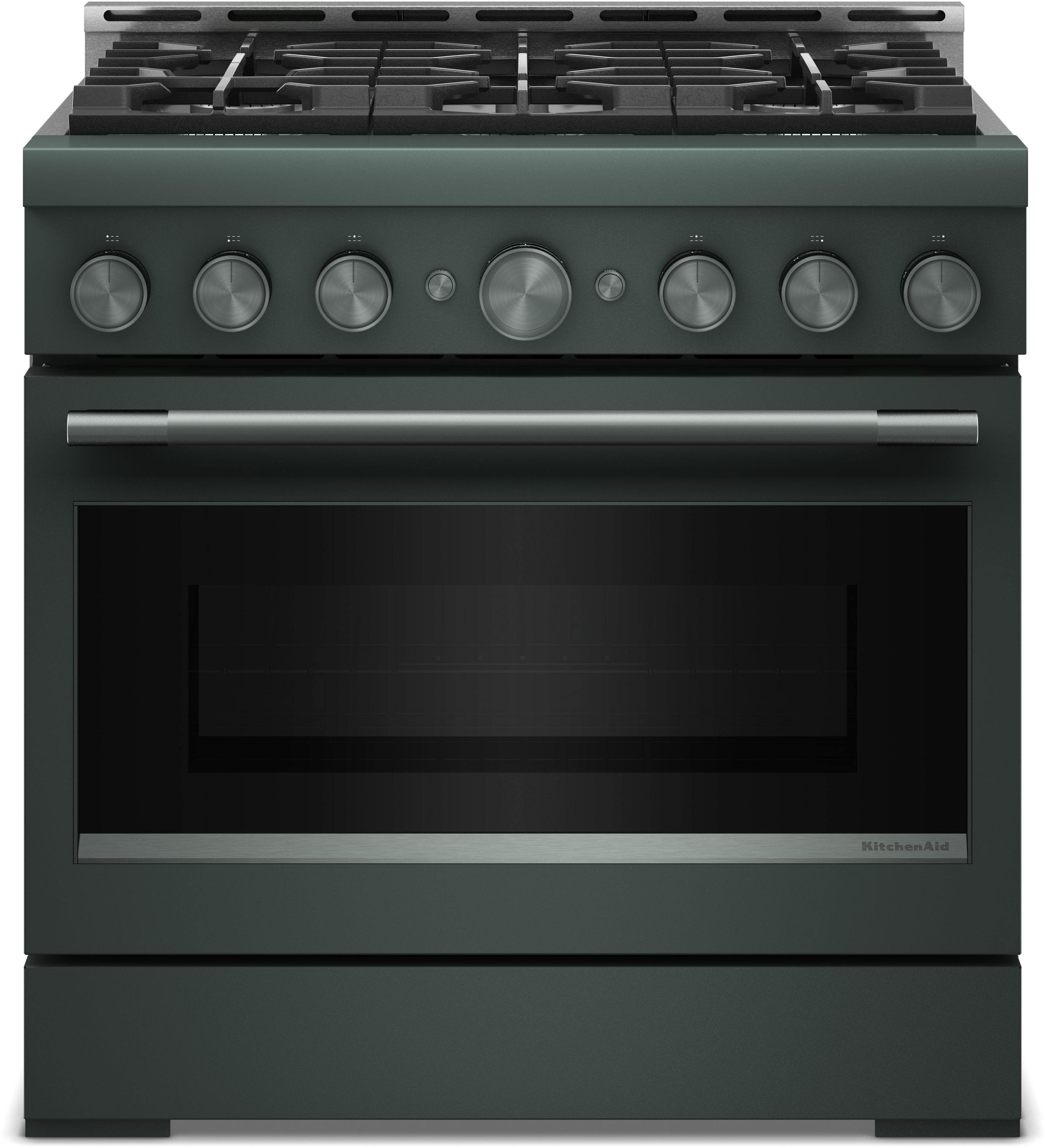 KitchenAid 36 Inch Freestanding Commercial-Style Gas Range with 6 Sealed Burners, 5.1 cu. ft. Oven Capacity, Even-Heat™ True Convection, Self-Cleaning, Ultra Power™ Dual-Flame Burners, No Preheat, Air Fry, Sabbath Mode, and Star-K Certified: Juniper