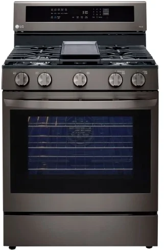 LG 30" Fingerprint Resistant Black Stainless Steel Natural Gas ThinQ InstaView Sealed Burner Range with Air Fry - Convection