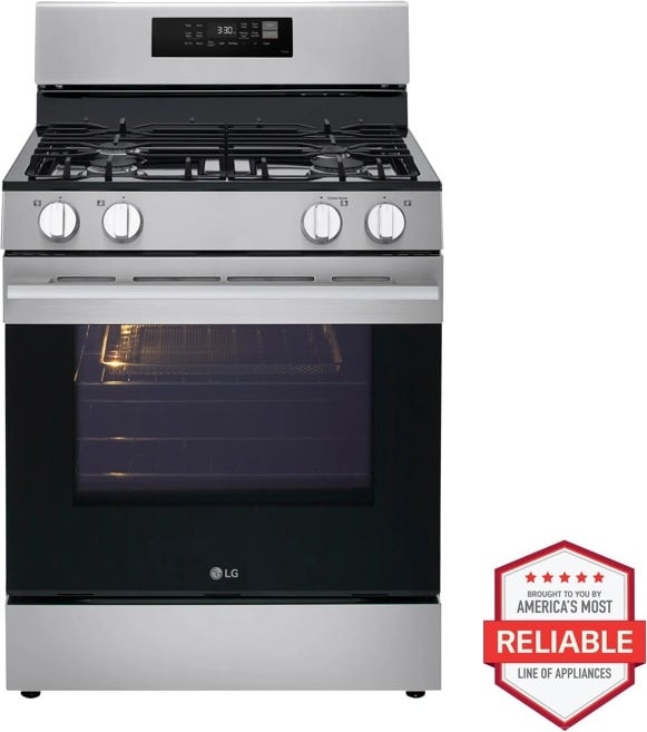 LG 30 Inch Freestanding 6.3 Cu. Ft. Gas Range With Probake Convection With Easyclean, Wi-Fi Enabled, And Airfry, 4 Burner Cooktop, ThinQ, And Energy Star Rating: Stainless Steel