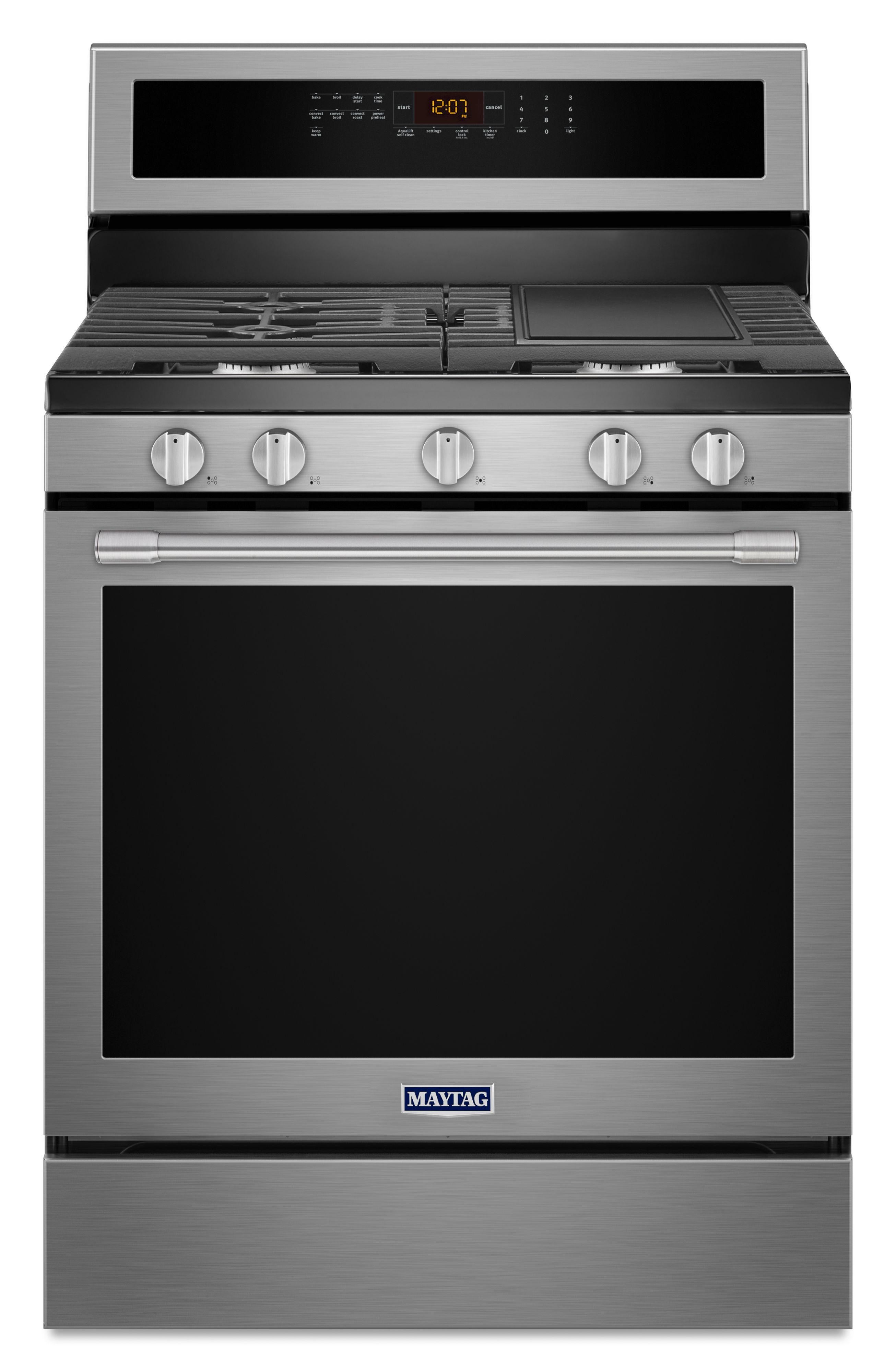 Maytag 30" 5.8 cu. ft. Fingerprint Resistant Stainless Steel Natural Gas Sealed Burner Range - ADA Compliant - Convection