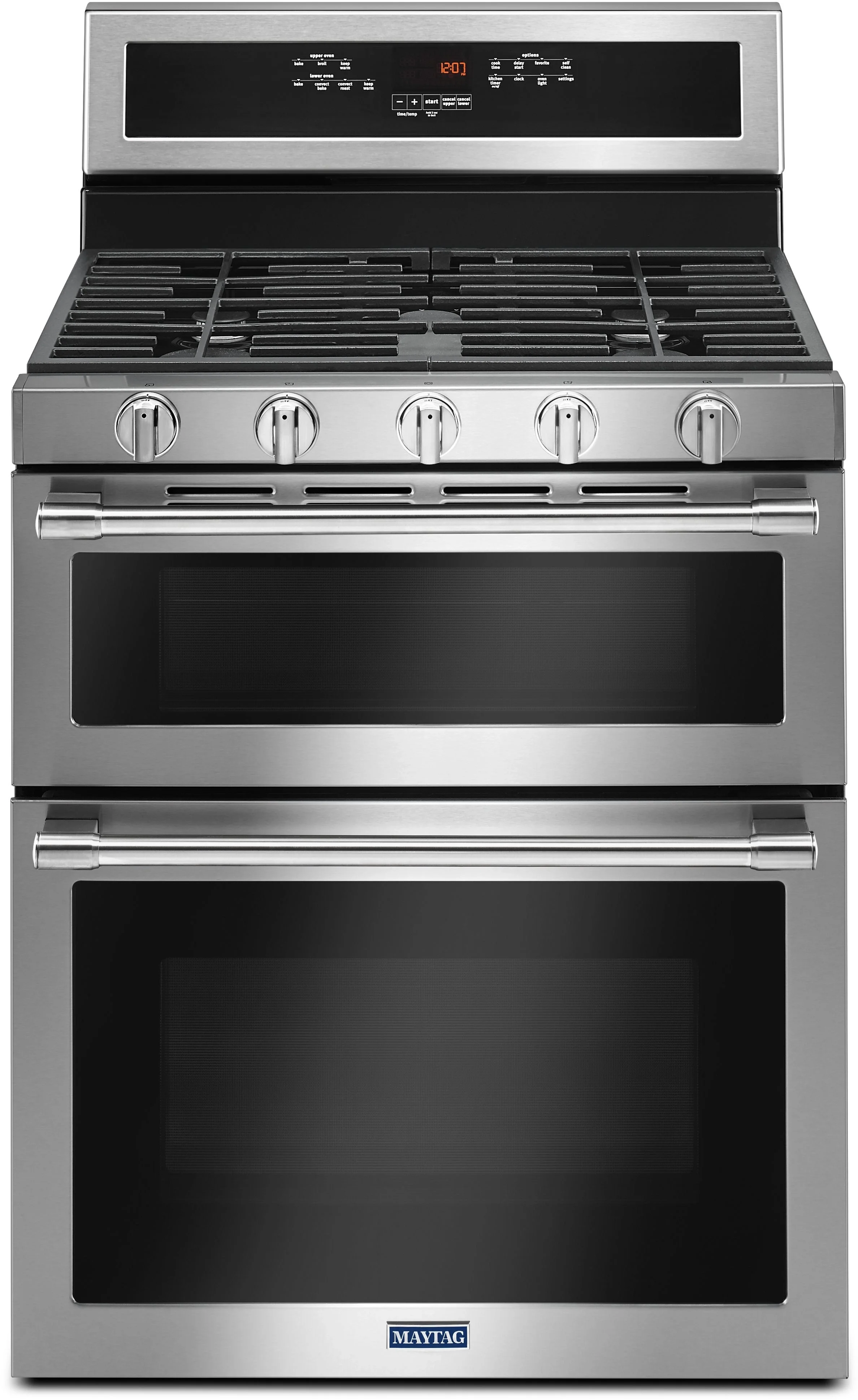 Maytag 30" Fingerprint Resistant Stainless Steel Sealed Burner Double Oven Gas Range - Convection
