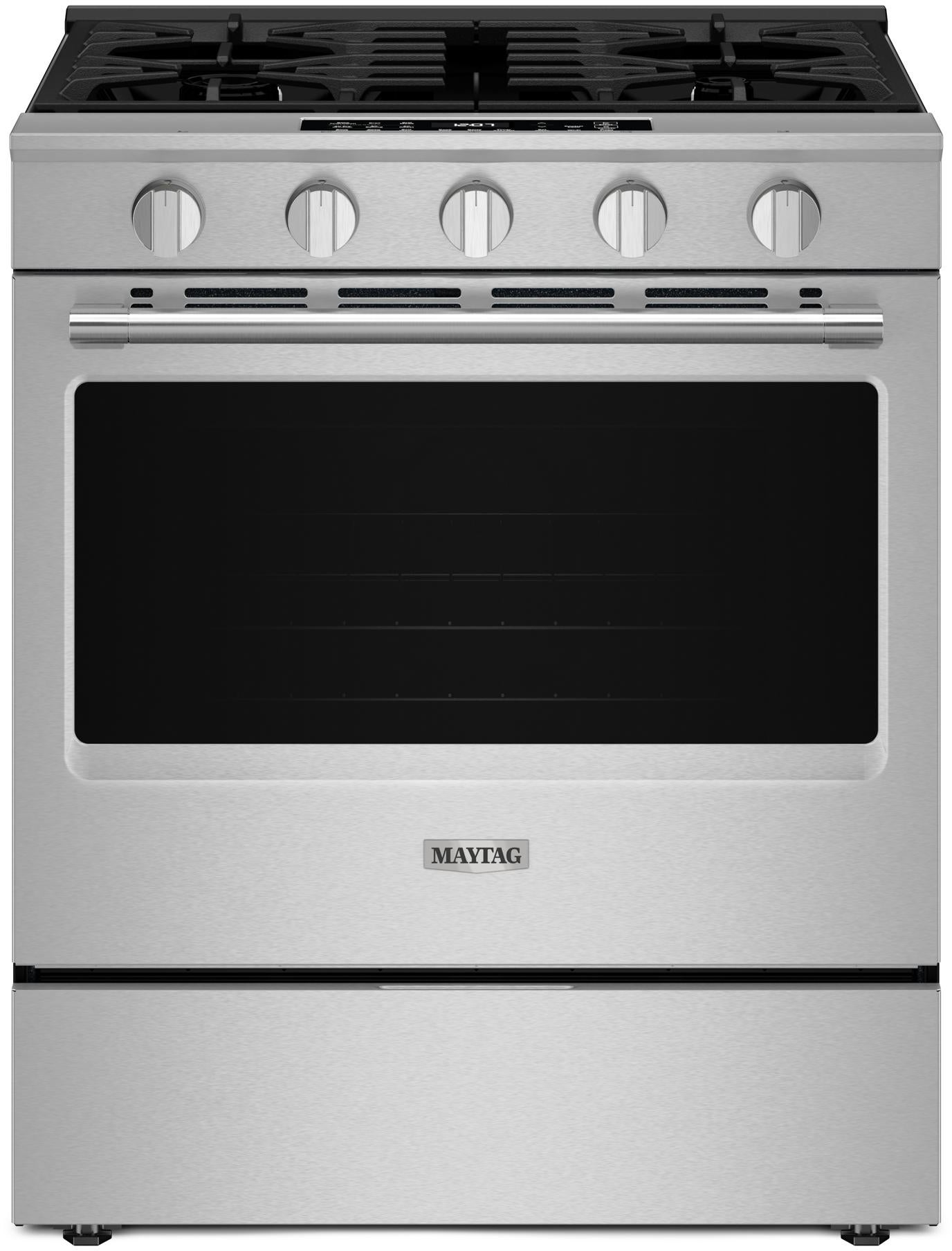 Maytag 30-Inch Wide Slide-In Gas Range with Grill Mode and No Preheat Air Fry - 5.0 Cu. Ft.: Fingerprint-Resistant Stainless Steel