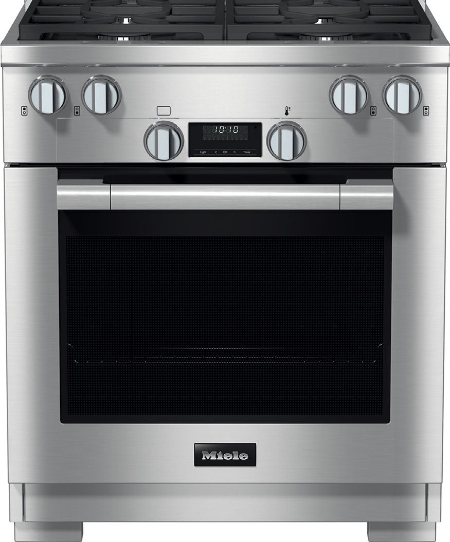 Miele HR17243G G7000 Series 30 Inch Natural Gas, Dual Fuel Freestanding Range in Clean Touch Steel