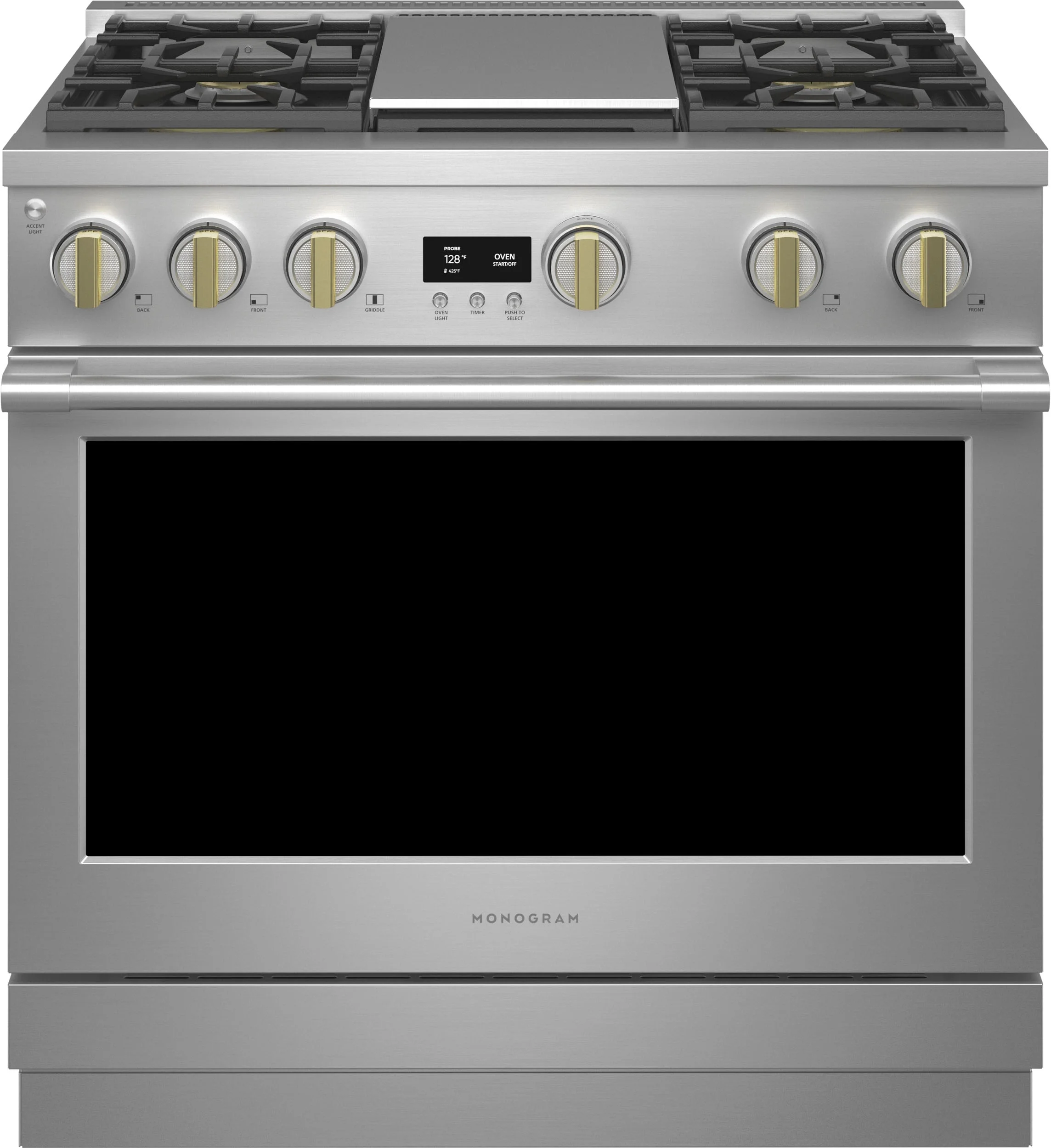 Monogram ZGP364NDTSS 36 Inch Stainless Steel Gas Freestanding Range, in Stainless Steel