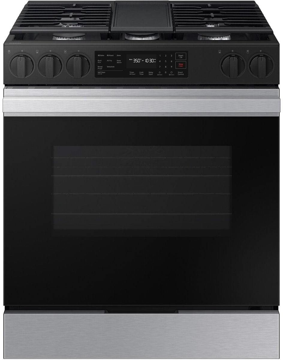 Samsung Bespoke Smart Slide-In Gas Range 6.0 cu. ft. with Air Fry & Precision Knobs: Stainless Steel