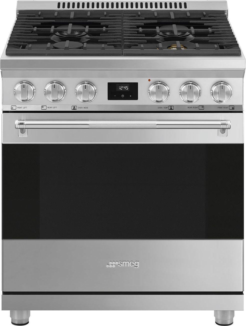 Smeg SPR30UGGX  30 Inch Natural Gas Freestanding Range, in Stainless Steel