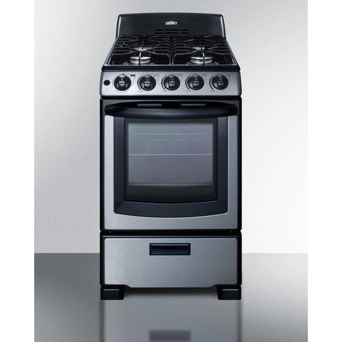 Summit 20" Stainless Steel Front Control Sealed Burner Slide-Out Natural Gas Range - ADA Compliant