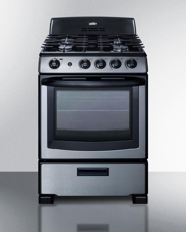 Summit 24" Stainless Steel Front Control Sealed Burner Slide-Out Natural Gas Range - ADA Compliant