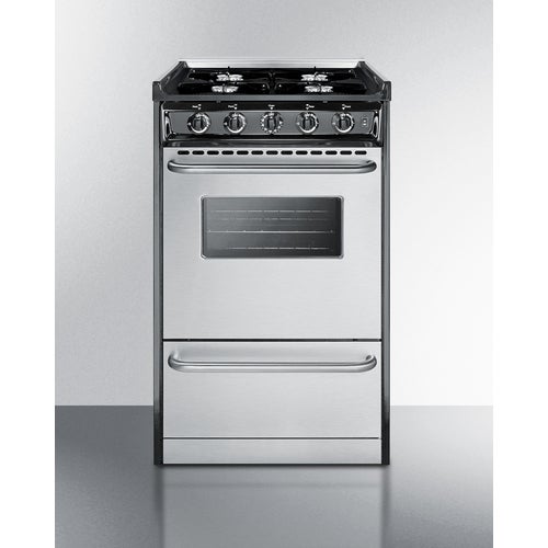 Summit TNM1107BRW  20 Inch Natural Gas Freestanding Range, in Stainless Steel