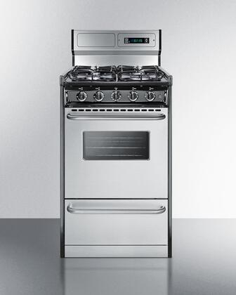 Summit TTM1307BKSW 20 Inch Natural Gas, All Gas Freestanding Range in Stainless Steel