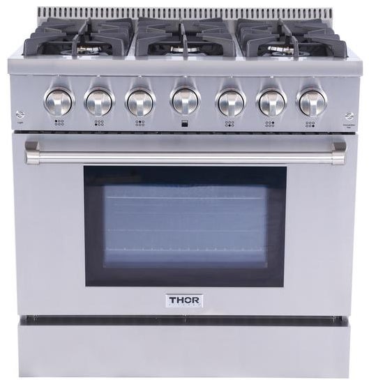 Thor Kitchen 36" PRO Stainless Steel Natural Gas Sealed Burner Range - Convectio
