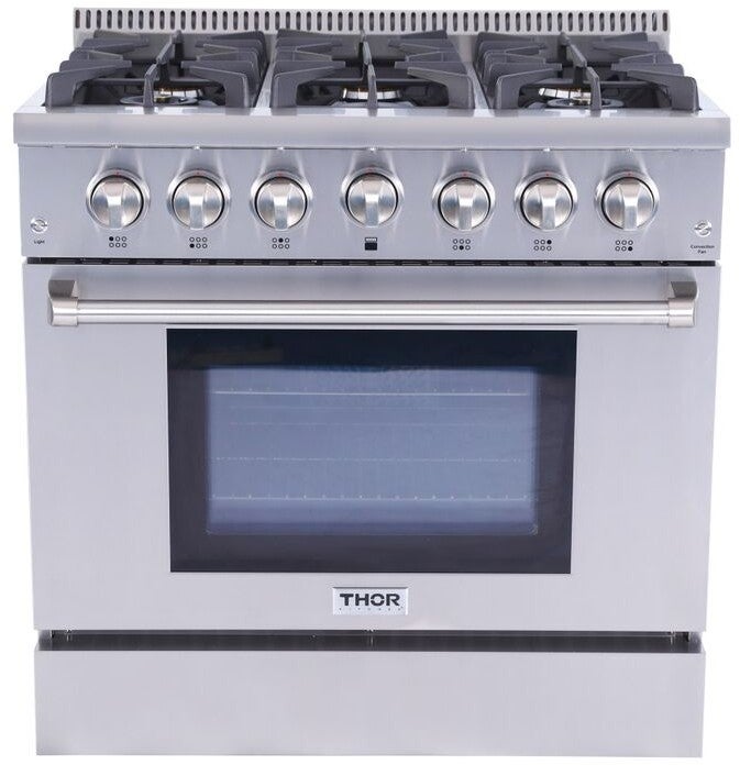 Thor Kitchen 36 Inch Liquid Propane Freestanding Range, in Stainless Steel