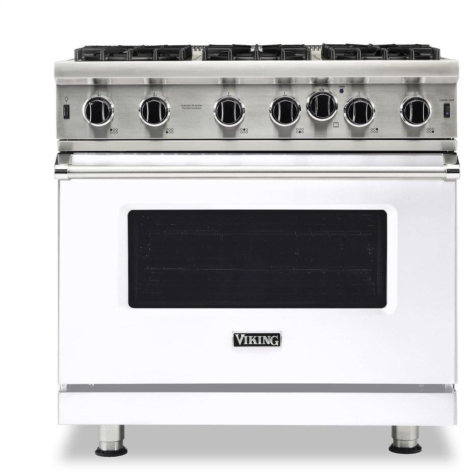 Viking VGIC53626BWH 5 Series 36 Inch White Gas Convection Freestanding Range