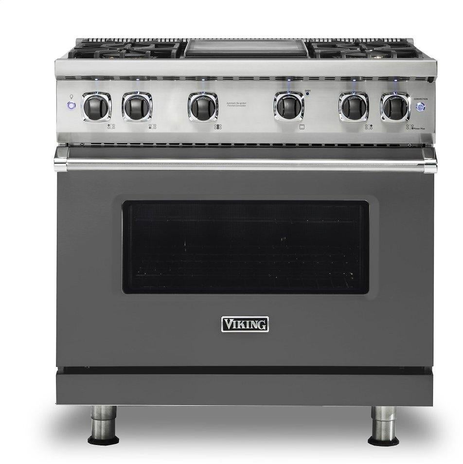 Viking VGR5364GDGLP  5 Series 36 Inch Damascus Grey Gas Convection Freestanding Range