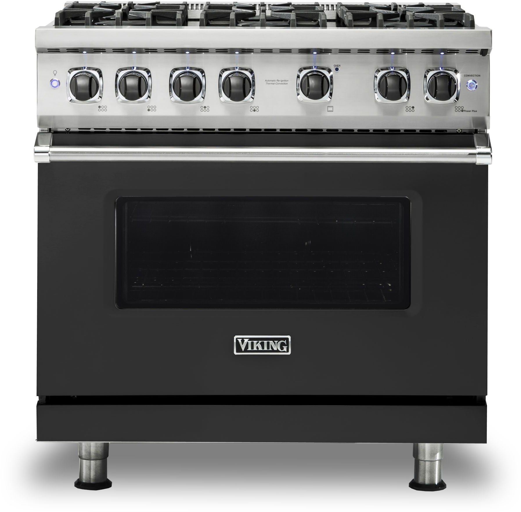 Viking VGR5366BCS 5 Series 36 Inch Cast Black Gas Convection Freestanding Range