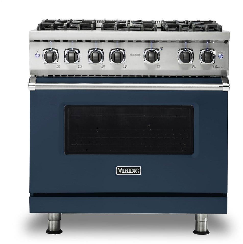 Viking VGR5366BSBLP  5 Series 36 Inch Slate Blue Gas Convection Freestanding Range
