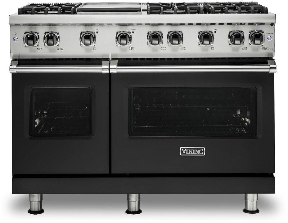 Viking VGR5486GCS  5 Series 48 Inch Cast Black Gas Convection Double Oven Freestanding Range