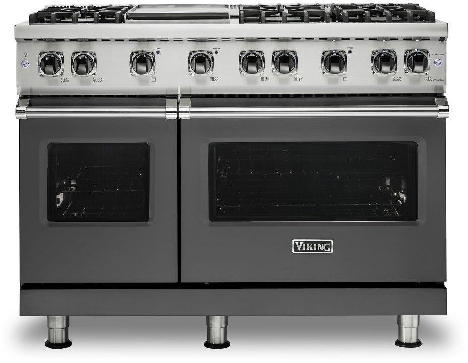 Viking VGR5486GDG  5 Series 48 Inch Damascus Grey Gas Convection Double Oven Freestanding Range